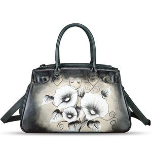 8434 Leather Satchel Hand Painted Leather Handbag Top Handle Bag Handmade